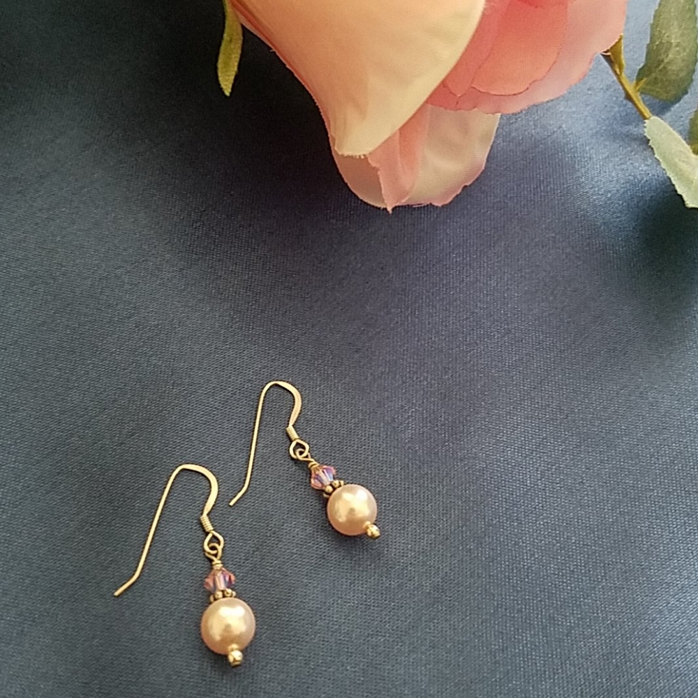 Pink Beads Earrings, handmade